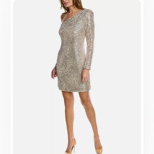 Trina Turk Over the Moon Minidress. XL. Worn once - like new. Champagne color.